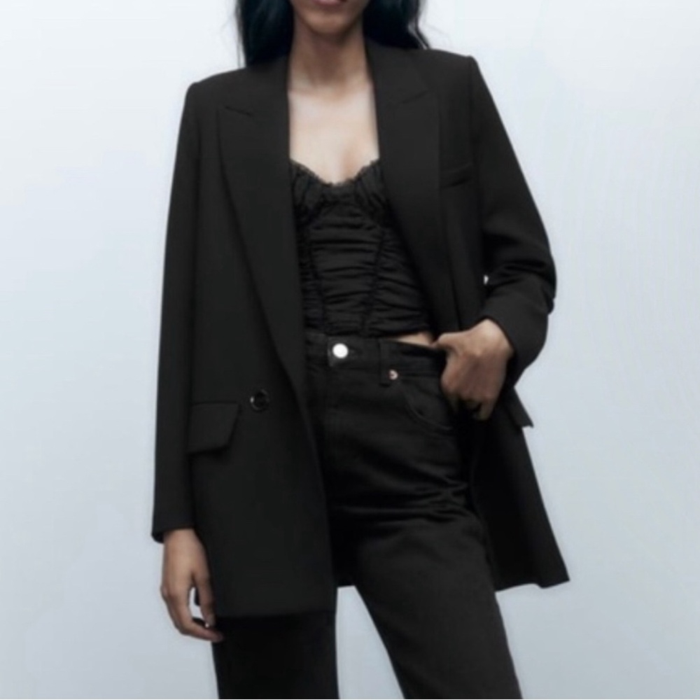 Nwot Zara Basic Flow Blazer - Black - image 2